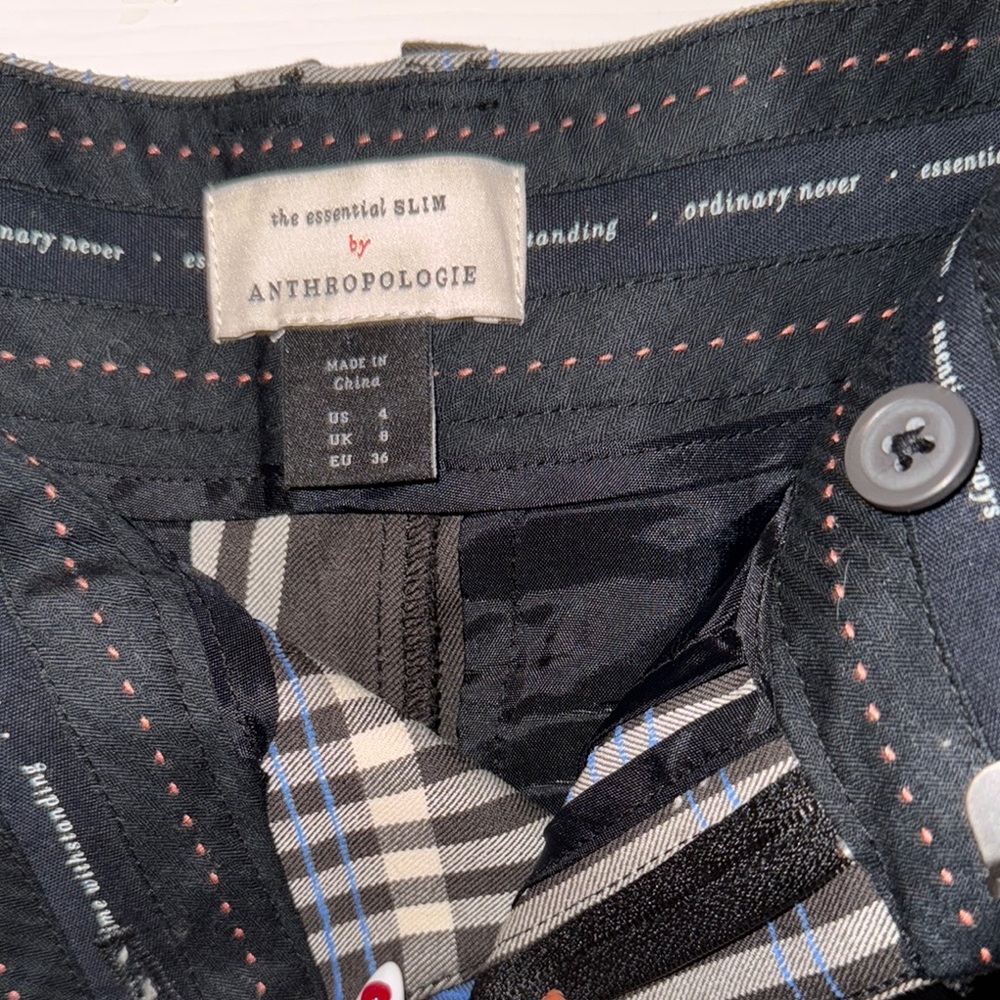 Anthropologie Black and Blue Plaid Straight Leg Pants - Picture 3 of 3
